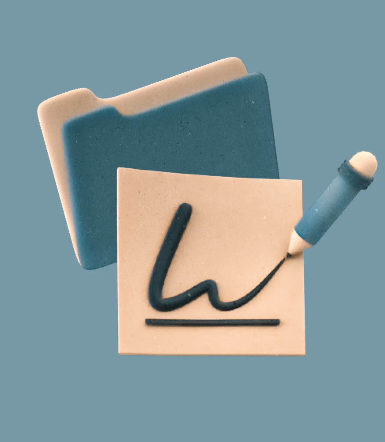 3D clay of NDA Non Disclosure Agreements with signing pencil, made by tonesegurado for agreewe